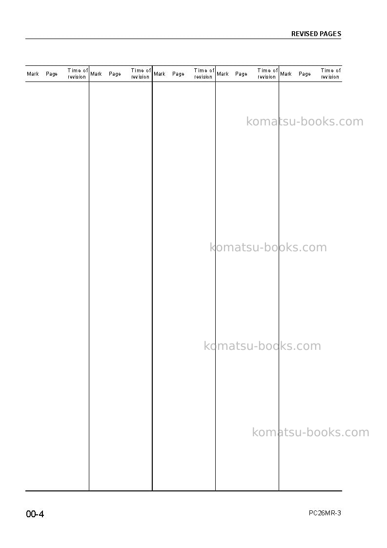 Komatsu pc26mr-3ita Repair & maintenance cover Page 6