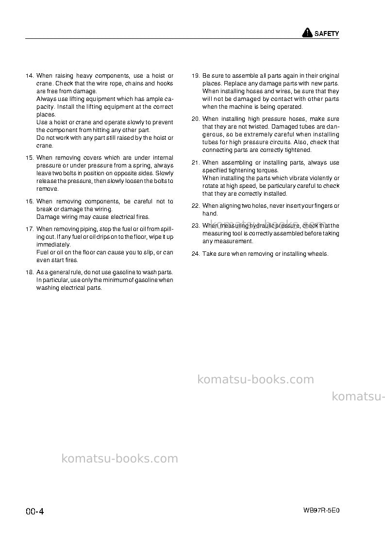 Komatsu wb97r-5ita-tier 3 Repair & maintenance cover Page 6