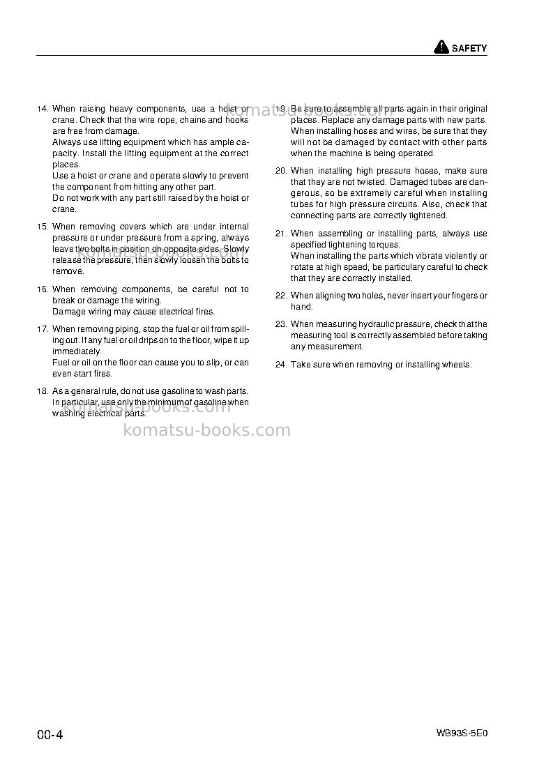 Komatsu wb93s-5ita-tier 3 Repair & maintenance cover Page 6
