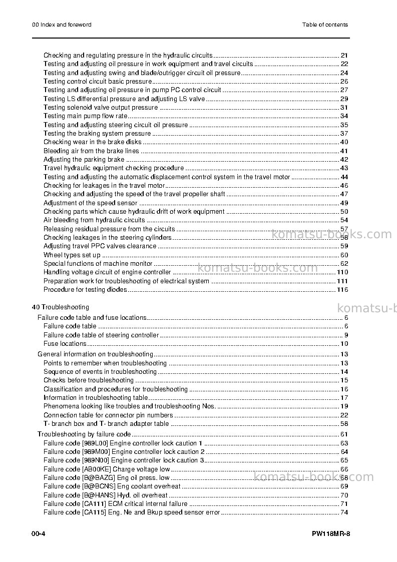 Komatsu pw118mr-8ita Repair & maintenance cover Page 6