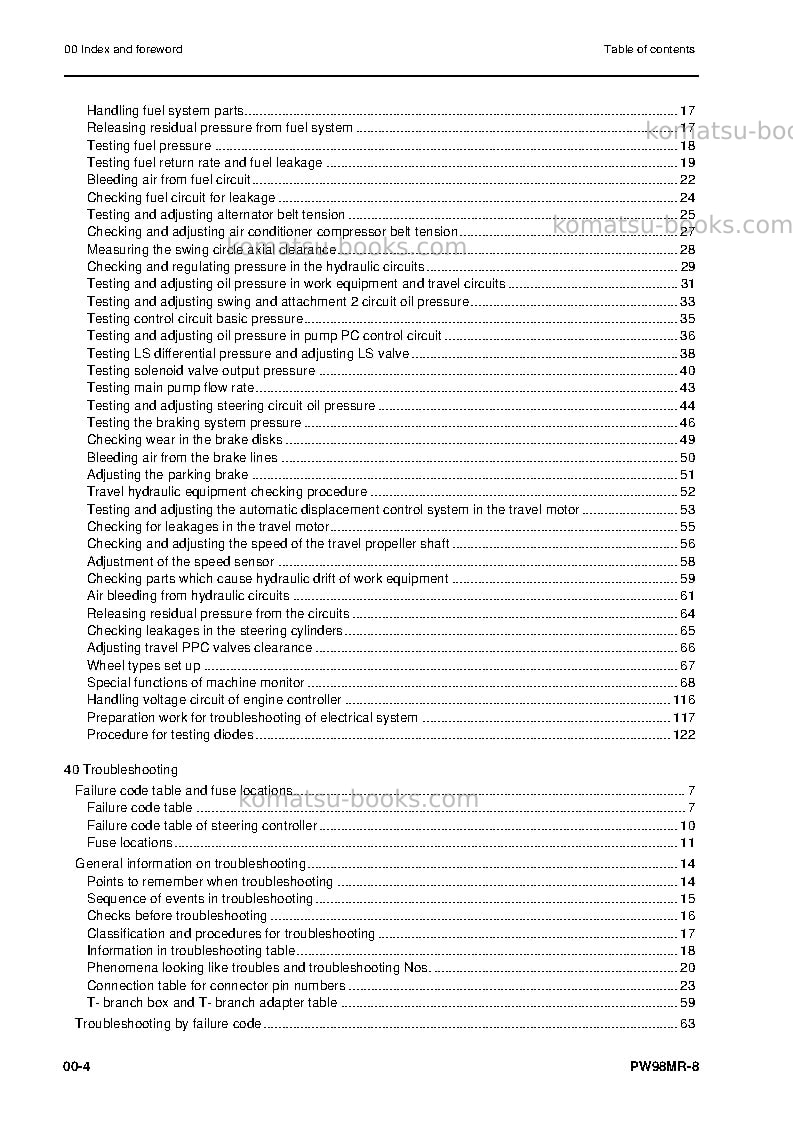 Komatsu pw98mr-8ita Repair & maintenance cover Page 6