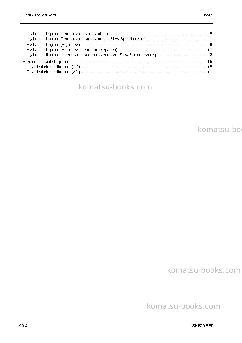 Komatsu sk820-5ita Repair & maintenance cover Page 6 Komatsu sk820-5ita Repair & maintenance cover Page 6