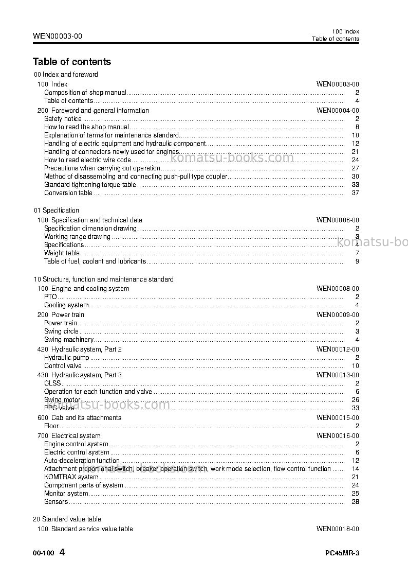 Komatsu pc45mr-3ita Repair & maintenance cover Page 6