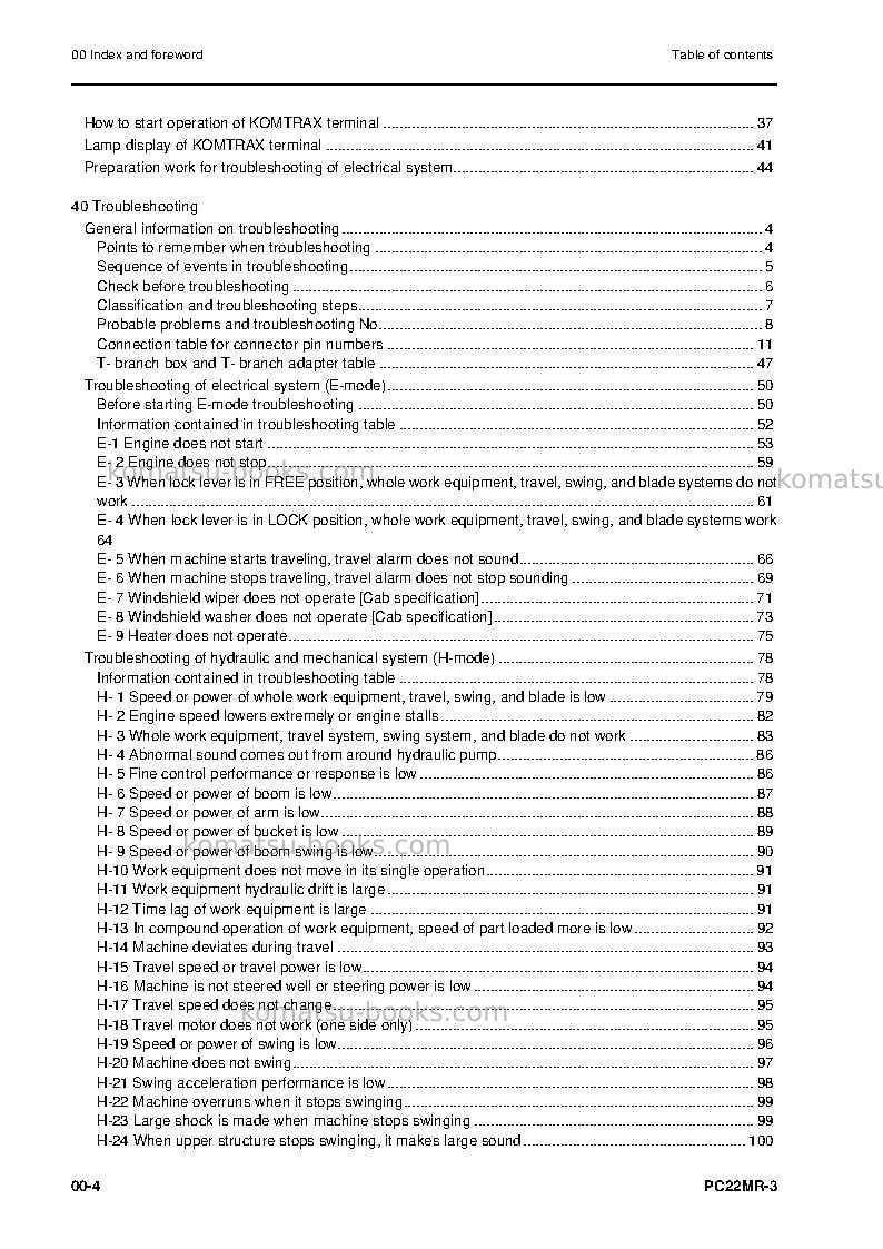Komatsu pc22mr-3ita Repair & maintenance cover Page 6 Komatsu pc22mr-3ita Repair & maintenance cover Page 6
