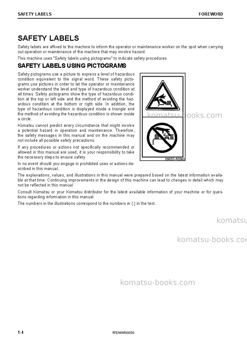 Komatsu pc78us-10jpn Operation manual cover Page 6 Komatsu pc78us-10jpn Operation manual cover Page 6