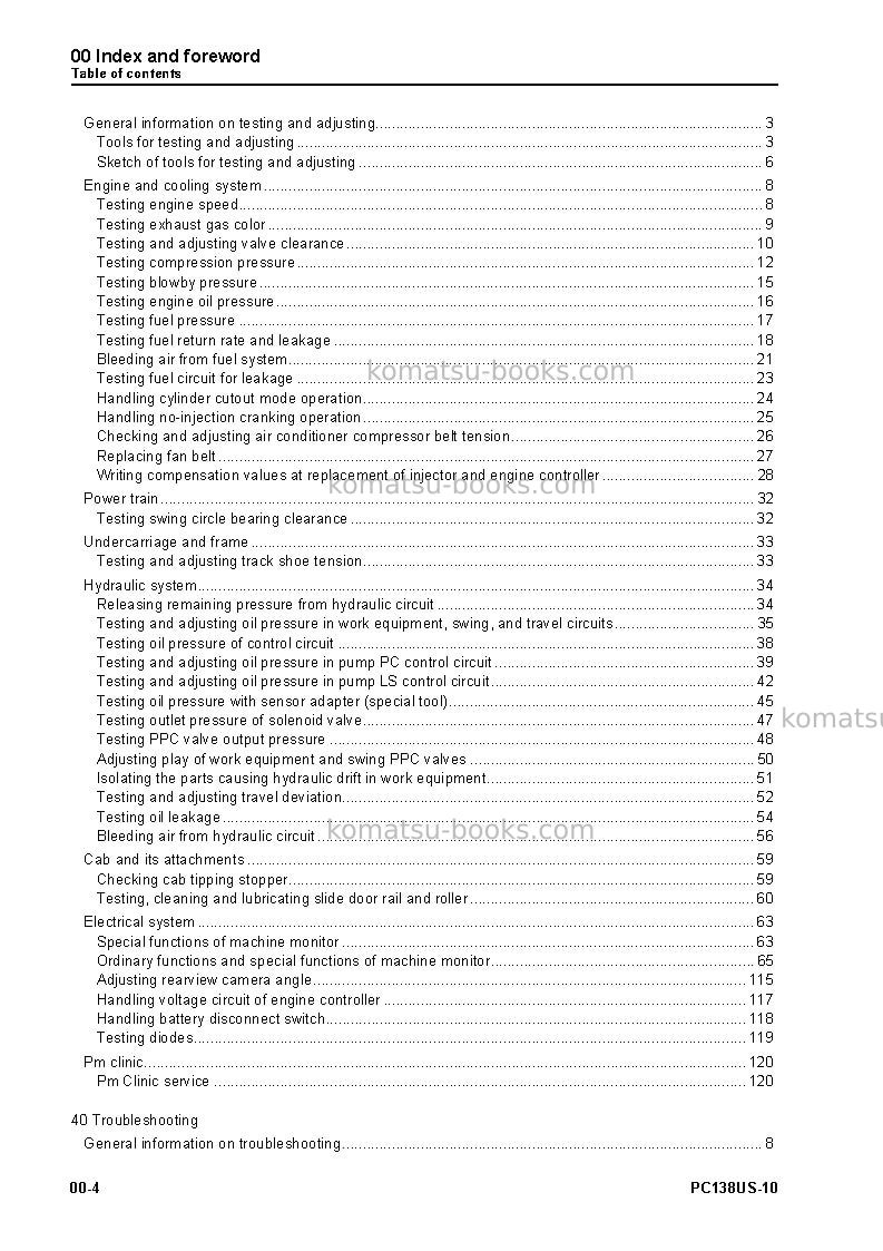 Komatsu pc138us-10ita Repair & maintenance cover Page 6