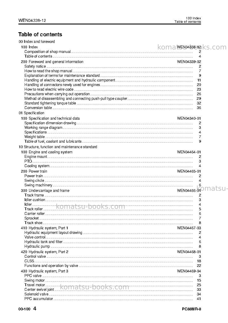 Komatsu pc88mr-8ita Repair & maintenance cover Page 6