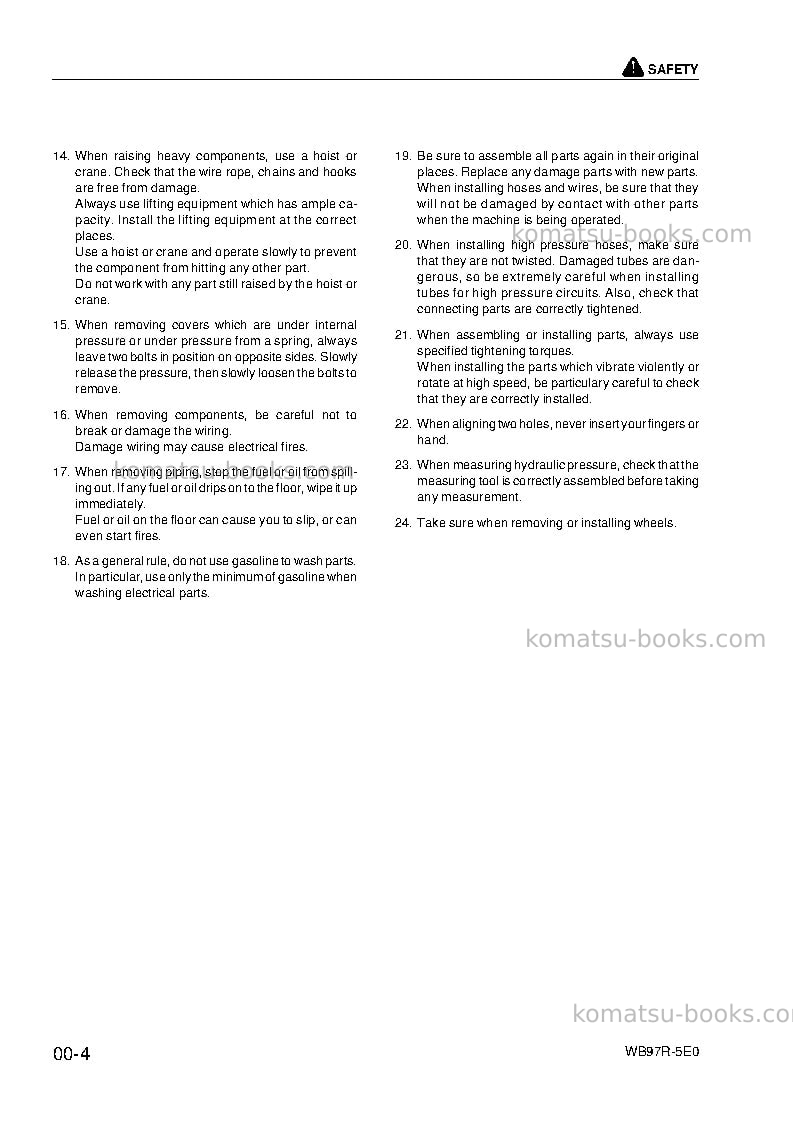 Komatsu wb97r-5ita-tier 3 Repair & maintenance cover Page 6