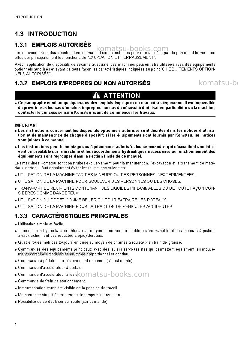 Komatsu sk1020-5ita Manuel d'utilisation couverture Page 6 Komatsu sk1020-5ita Manuel d'utilisation couverture Page 6