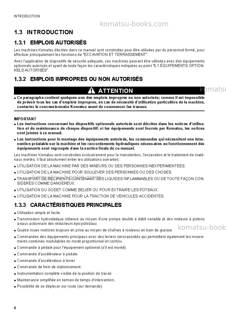 Komatsu sk1020-5ita Manuel d'utilisation couverture Page 6 Komatsu sk1020-5ita Manuel d'utilisation couverture Page 6