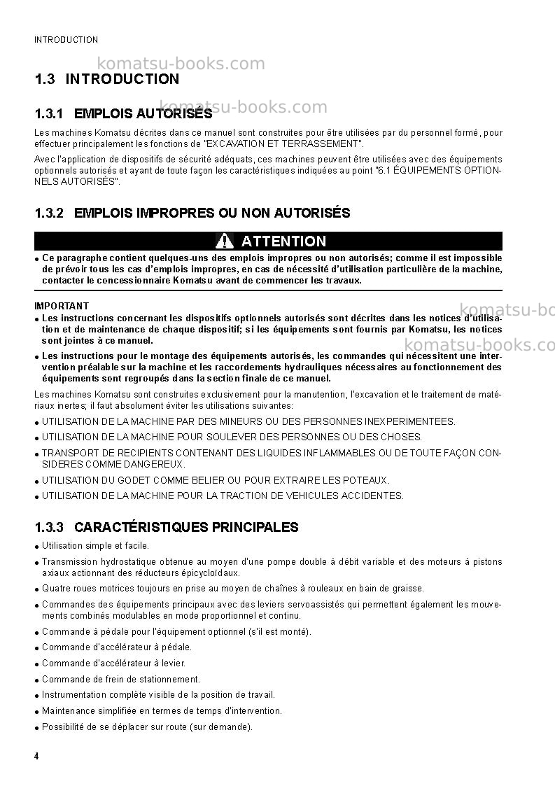 Komatsu sk1026-5ita Manuel d'utilisation couverture Page 6 Komatsu sk1026-5ita Manuel d'utilisation couverture Page 6