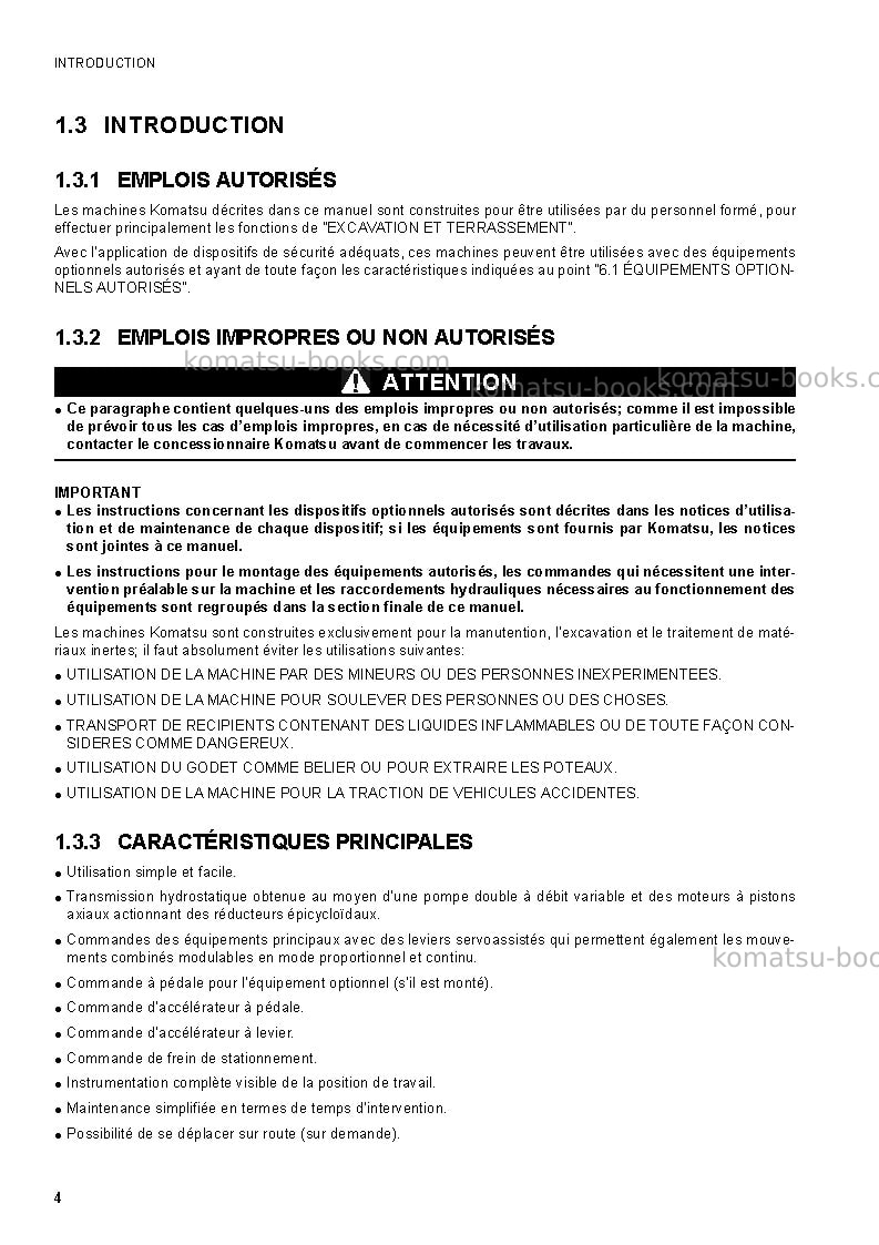 Komatsu ck20-1ita Manuel d'utilisation couverture Page 6 Komatsu ck20-1ita Manuel d'utilisation couverture Page 6