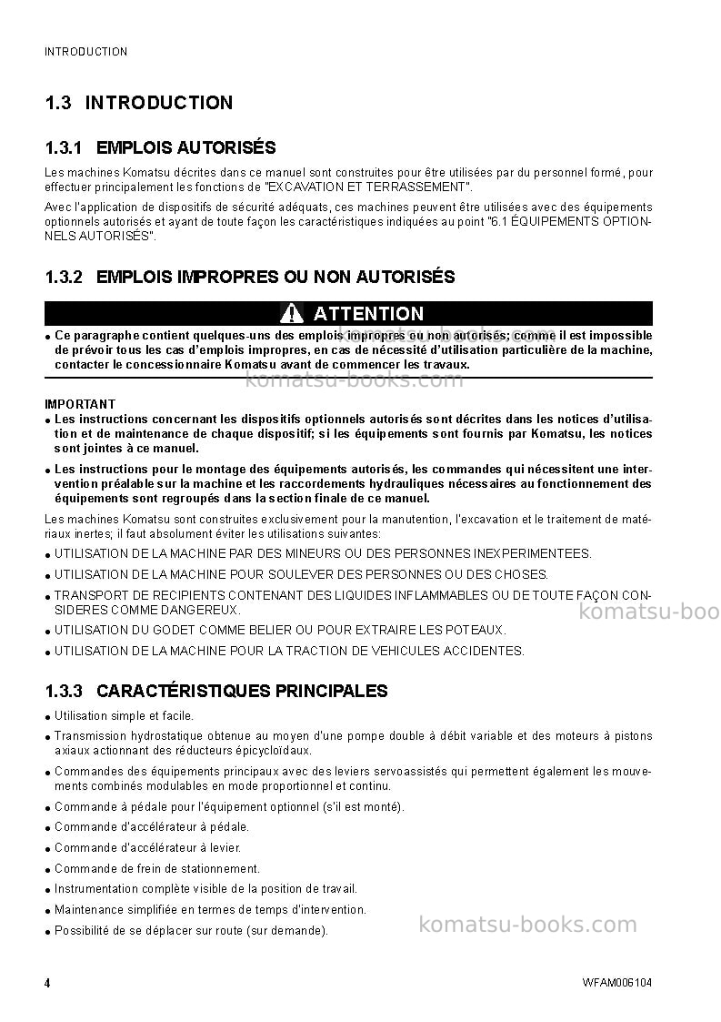 Komatsu ck20-1ita Manuel d'utilisation couverture Page 6 Komatsu ck20-1ita Manuel d'utilisation couverture Page 6