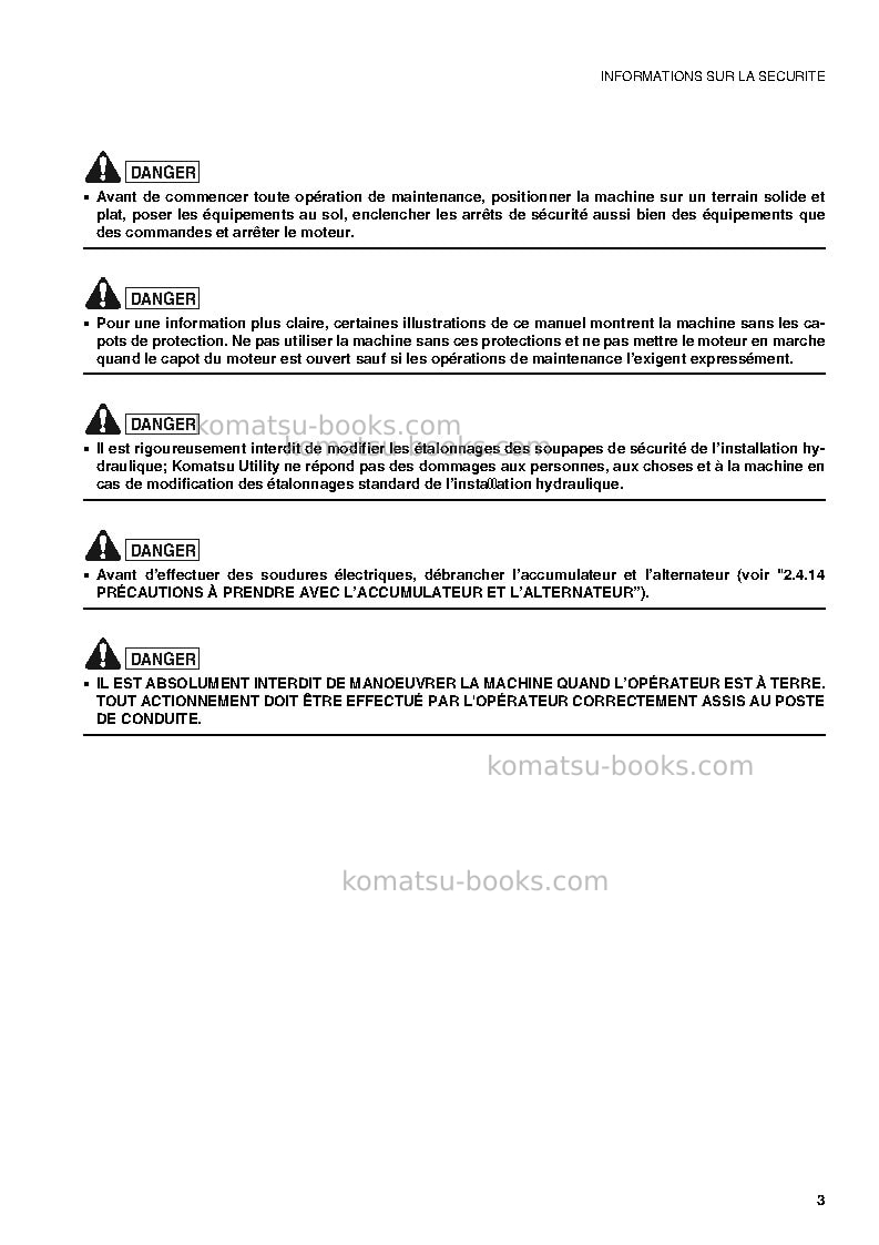 Komatsu pc78mr-6jpn Manuel d'utilisation couverture Page 6 Komatsu pc78mr-6jpn Manuel d'utilisation couverture Page 6