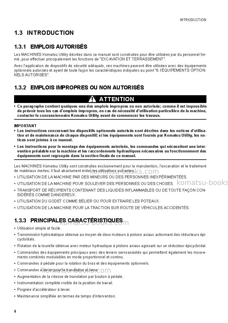 Komatsu pc30mr-2jpn Manuel d'utilisation couverture Page 6 Komatsu pc30mr-2jpn Manuel d'utilisation couverture Page 6