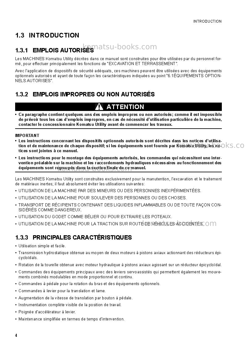 Komatsu pc50mr-2jpn-for eu Manuel d'utilisation couverture Page 6 Komatsu pc50mr-2jpn-for eu Manuel d'utilisation couverture Page 6