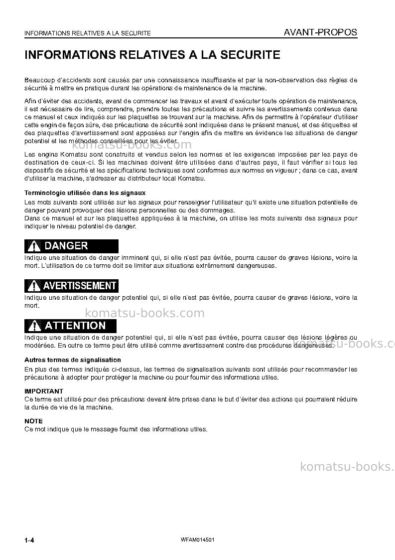 Komatsu pc22mr-3ita Manuel d'utilisation couverture Page 6