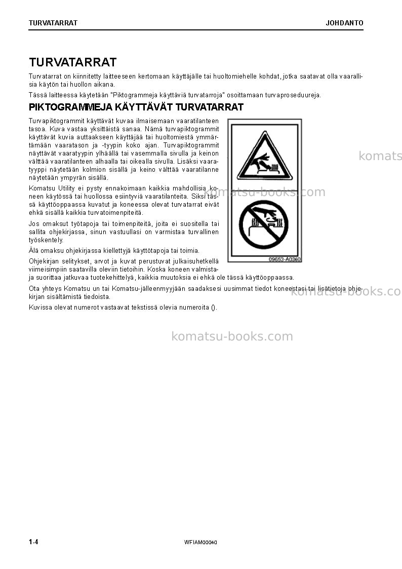 Komatsu pc88mr-10ita Operation manual cover Page 6 Komatsu pc88mr-10ita Operation manual cover Page 6