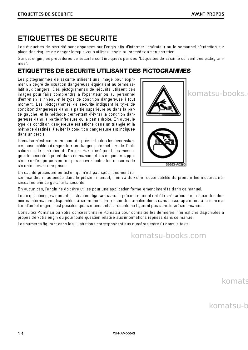 Komatsu pc88mr-10ita Manuel d'utilisation couverture Page 6 Komatsu pc88mr-10ita Manuel d'utilisation couverture Page 6
