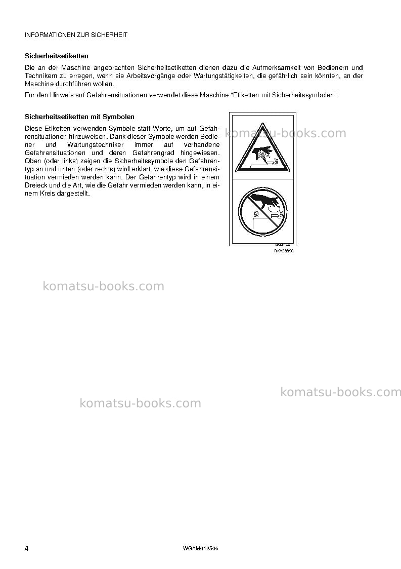 Komatsu pc26mr-3ita Betriebsanleitung Titelseite Seite 6 Komatsu pc26mr-3ita Betriebsanleitung Titelseite Seite 6
