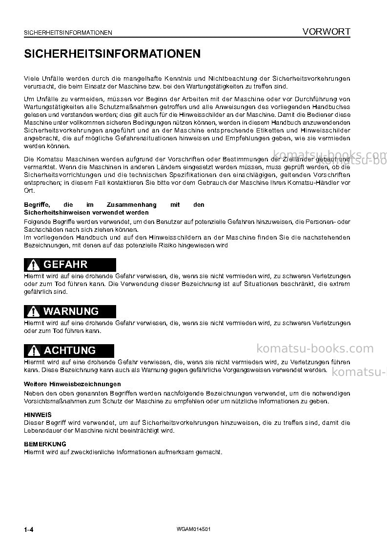 Komatsu pc22mr-3ita Betriebsanleitung Titelseite Seite 6 Komatsu pc22mr-3ita Betriebsanleitung Titelseite Seite 6