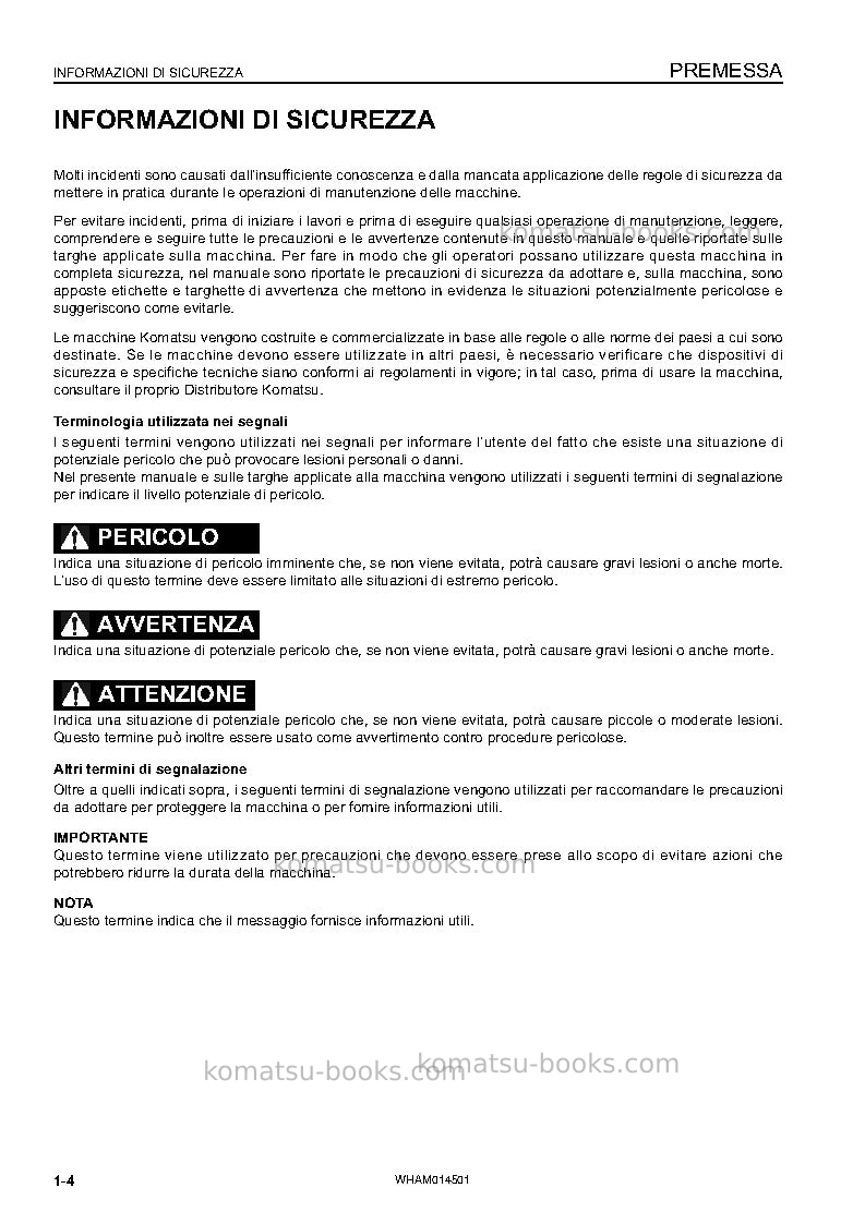 Komatsu pc22mr-3ita Manuale operativo copertina Pagina 6 Komatsu pc22mr-3ita Manuale operativo copertina Pagina 6