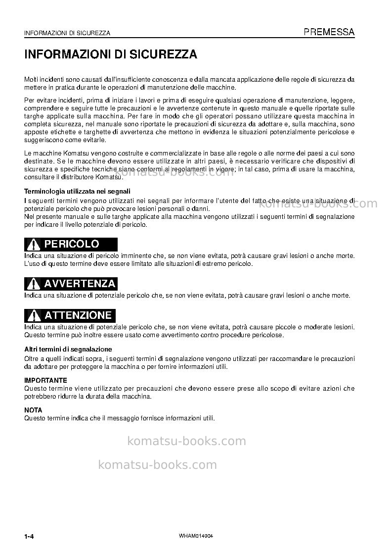 Komatsu pw118mr-8ita Manuale operativo copertina Pagina 6 Komatsu pw118mr-8ita Manuale operativo copertina Pagina 6
