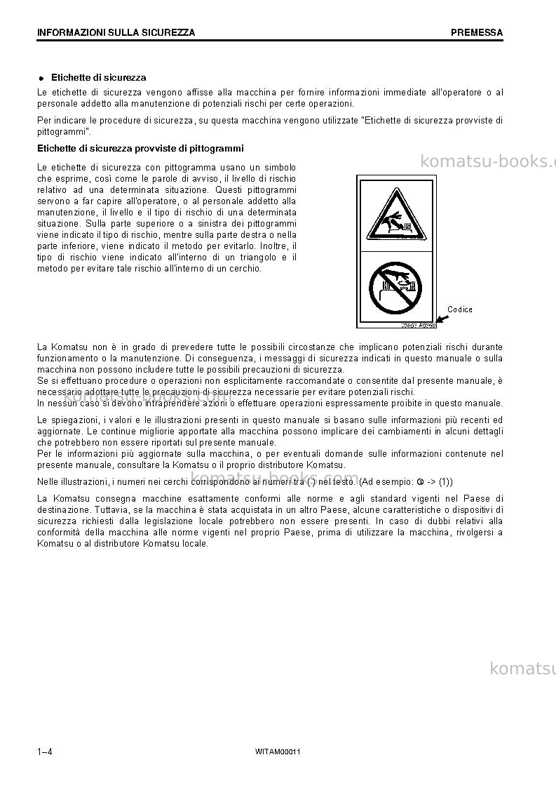 Komatsu pc138us-10ita Manuale operativo copertina Pagina 6 Komatsu pc138us-10ita Manuale operativo copertina Pagina 6