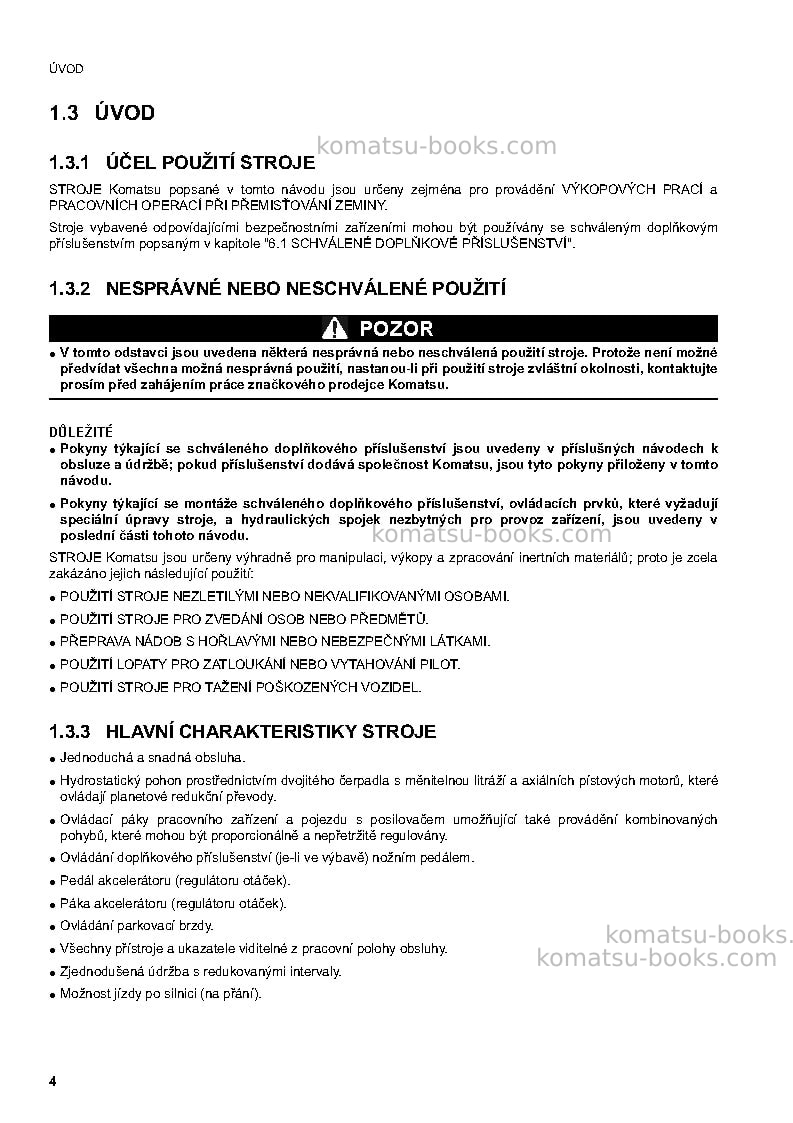 Komatsu ck20-1ita Provozní manuál obálka Strana 6 Komatsu ck20-1ita Provozní manuál obálka Strana 6