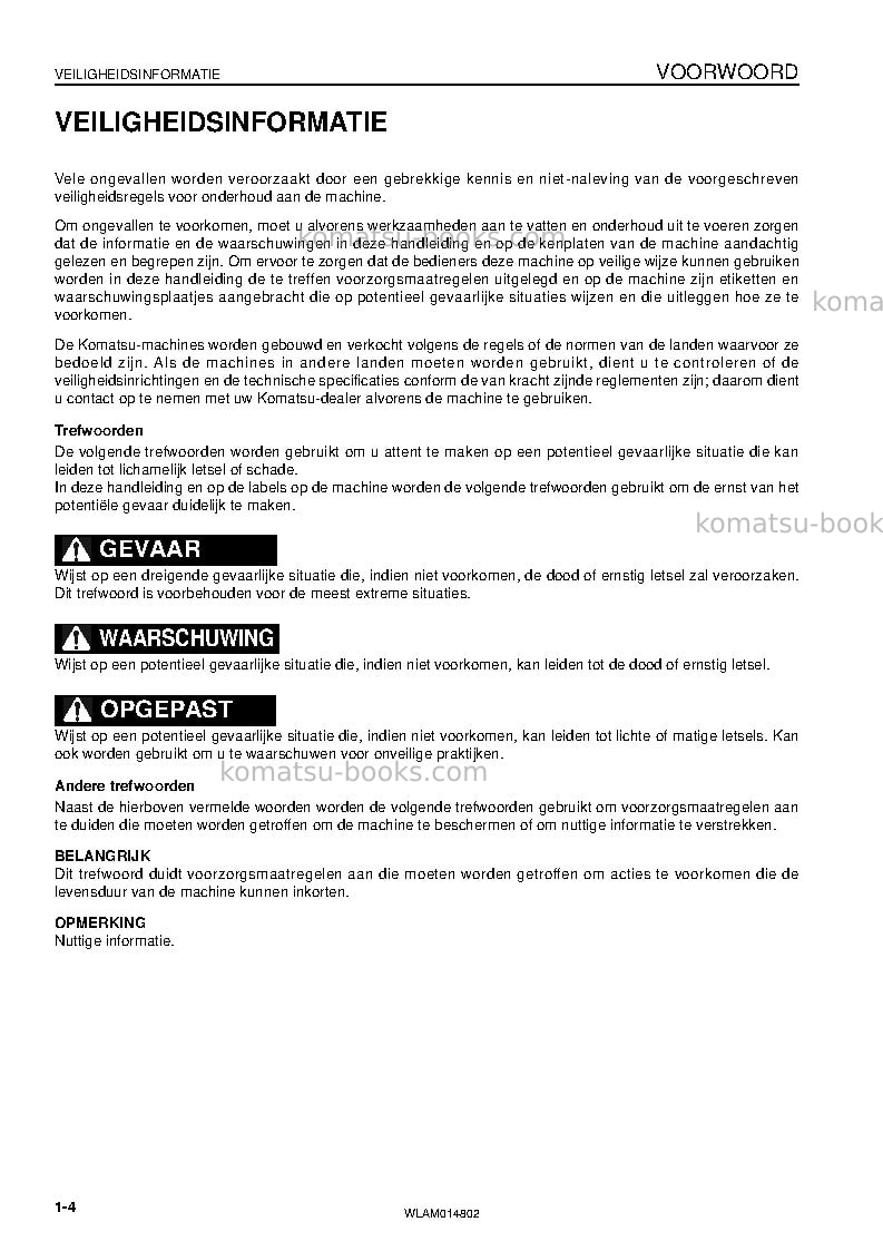 Komatsu pc118mr-8ita Operation manual cover Page 6 Komatsu pc118mr-8ita Operation manual cover Page 6