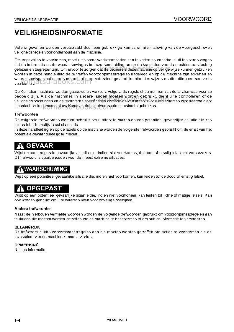 Komatsu pw98mr-8ita Operation manual cover Page 6 Komatsu pw98mr-8ita Operation manual cover Page 6