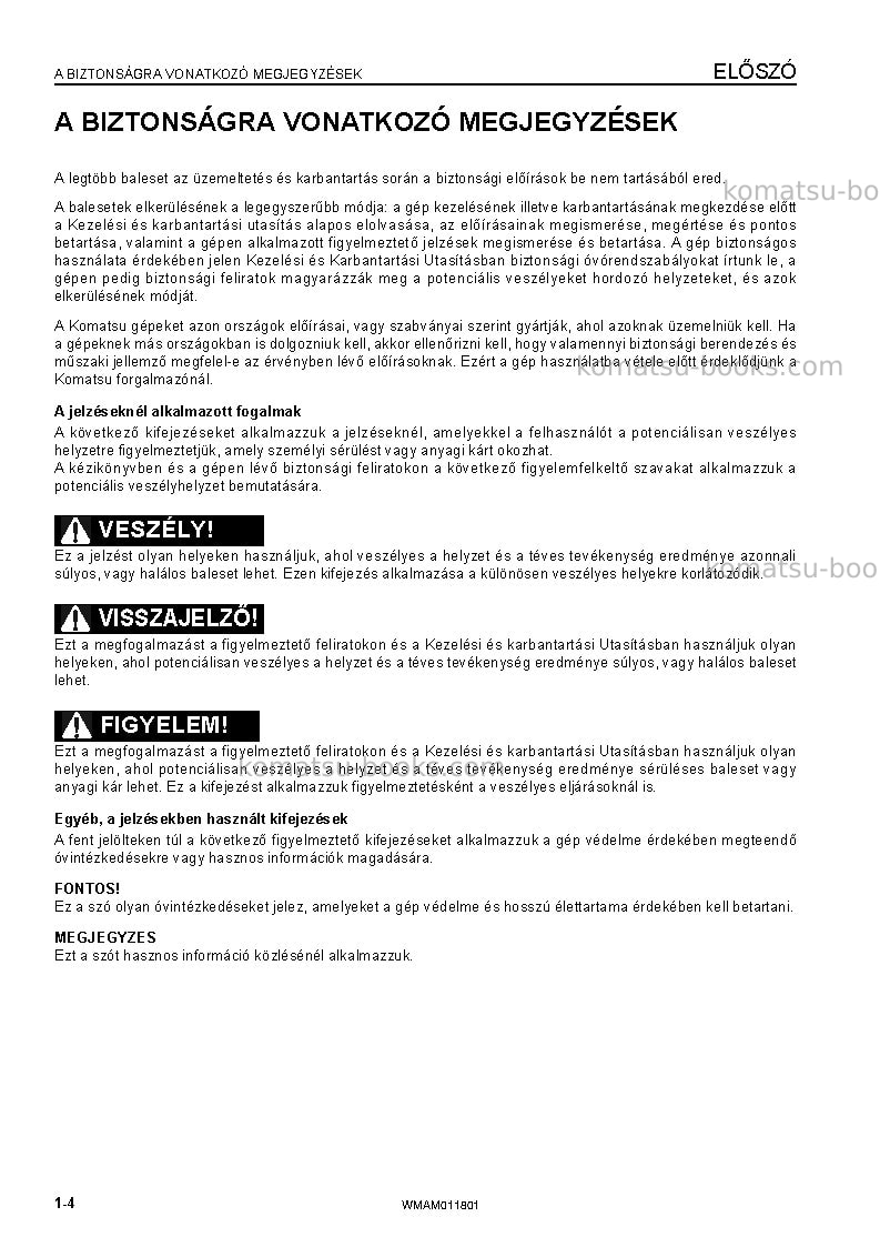 Komatsu pc09-1ita Operation manual cover Page 6 Komatsu pc09-1ita Operation manual cover Page 6