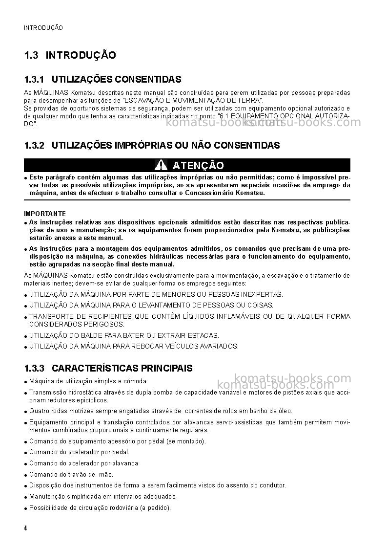 Komatsu sk1020-5ita Manual de operação capa Página 6 Komatsu sk1020-5ita Manual de operação capa Página 6