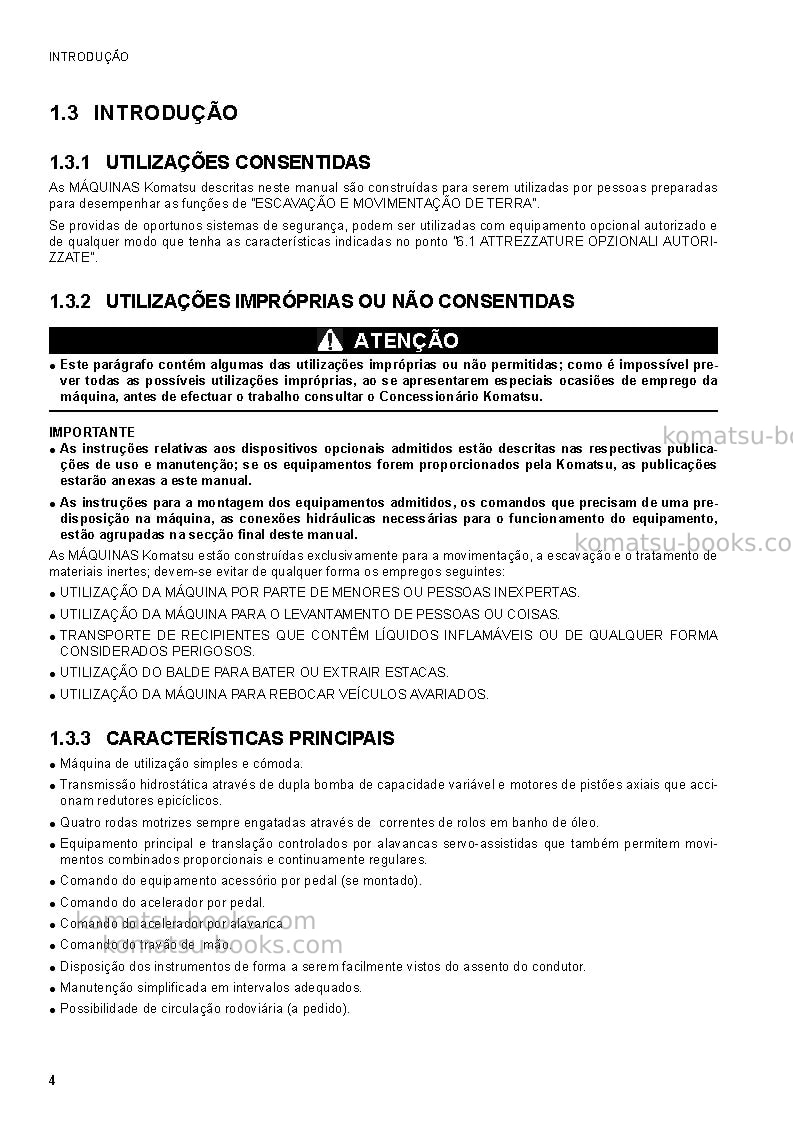 Komatsu sk1026-5ita Manual de operação capa Página 6 Komatsu sk1026-5ita Manual de operação capa Página 6