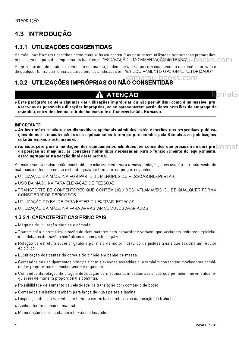 Komatsu pc80mr-3ita Manual de operação capa Página 6 Komatsu pc80mr-3ita Manual de operação capa Página 6