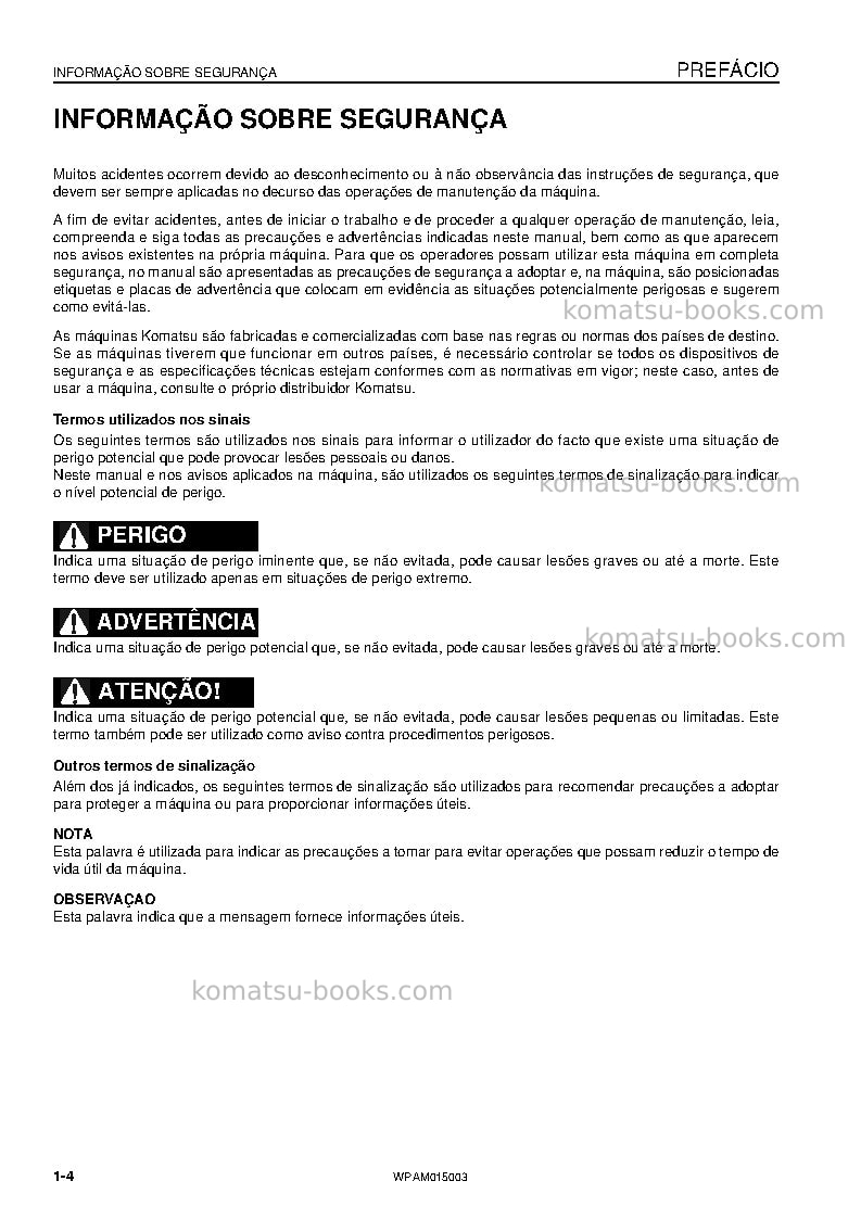 Komatsu pw98mr-8ita Manual de operação capa Página 6 Komatsu pw98mr-8ita Manual de operação capa Página 6