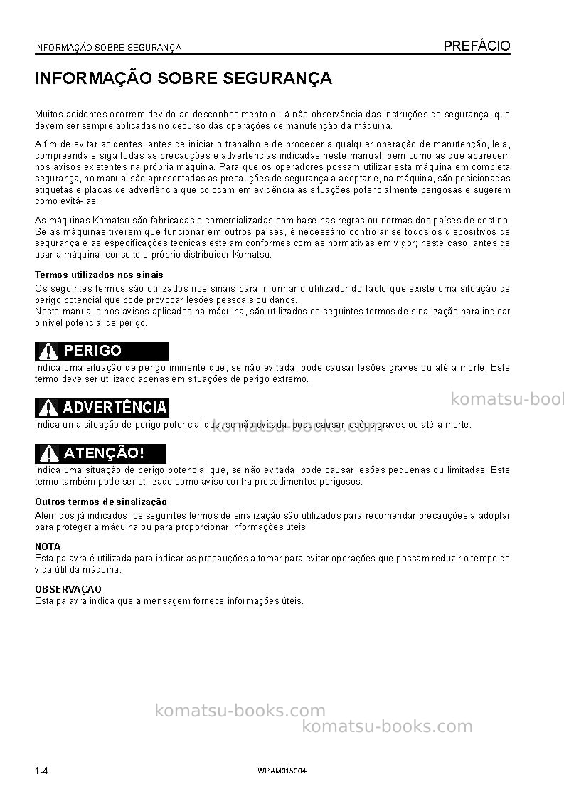 Komatsu pw98mr-8ita Manual de operação capa Página 6 Komatsu pw98mr-8ita Manual de operação capa Página 6