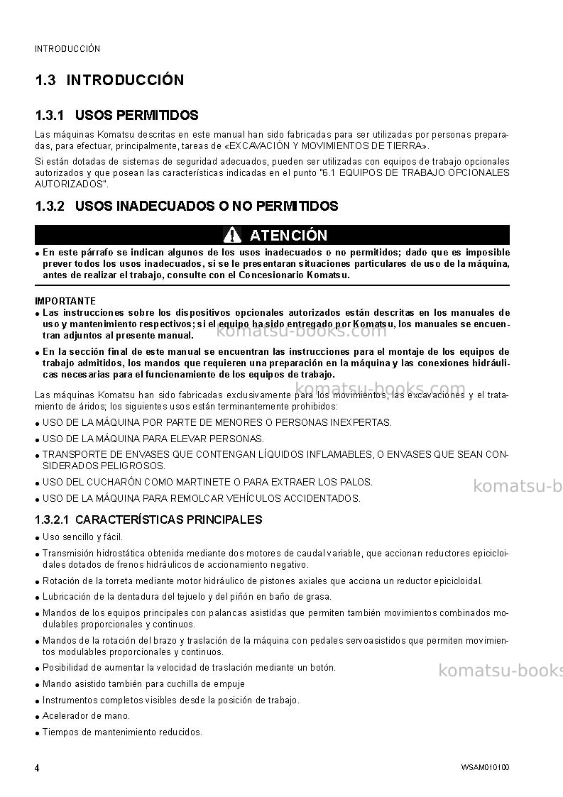 Komatsu pc78us-8jpn-for eu Manual de operación cover Page 6 Komatsu pc78us-8jpn-for eu Manual de operación cover Page 6
