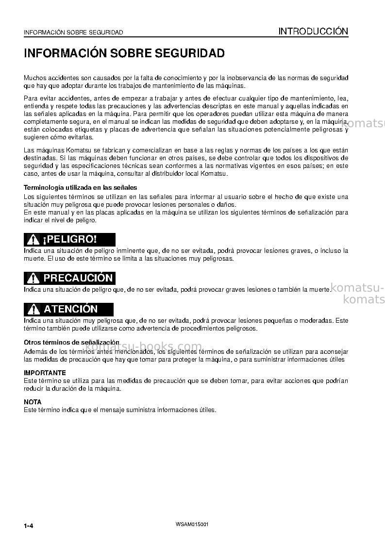 Komatsu pw98mr-8ita Manual de operación cover Page 6 Komatsu pw98mr-8ita Manual de operación cover Page 6