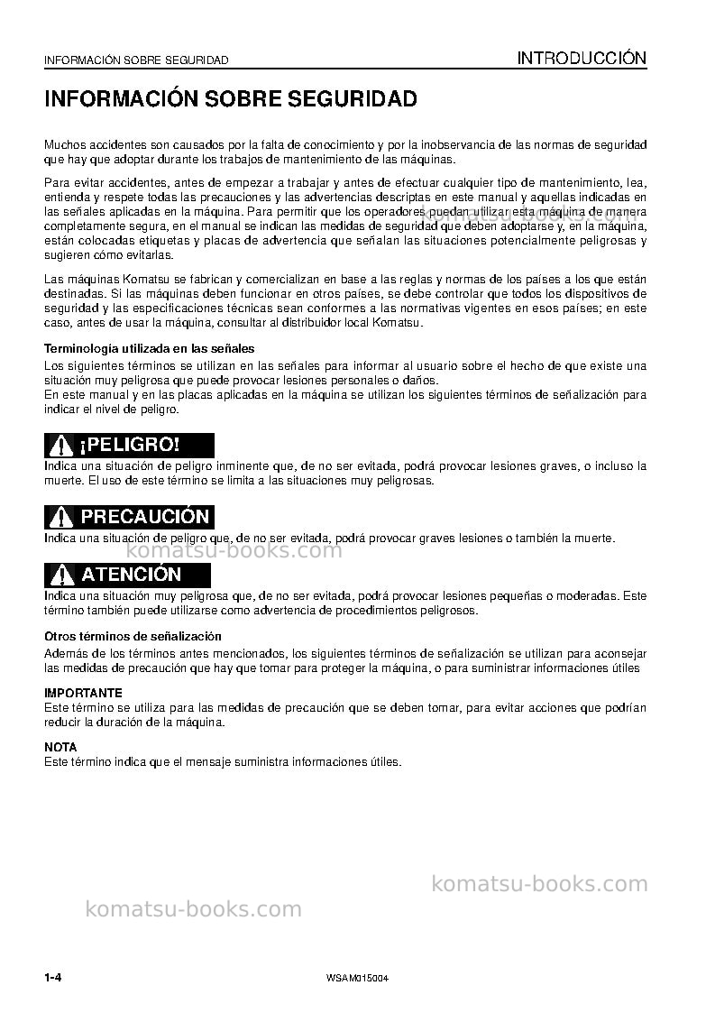 Komatsu pw98mr-8ita Manual de operación cover Page 6 Komatsu pw98mr-8ita Manual de operación cover Page 6
