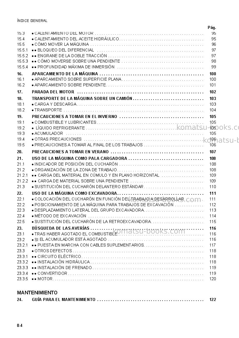 Komatsu wb91r-2ita Manual de operación cover Page 6 Komatsu wb91r-2ita Manual de operación cover Page 6