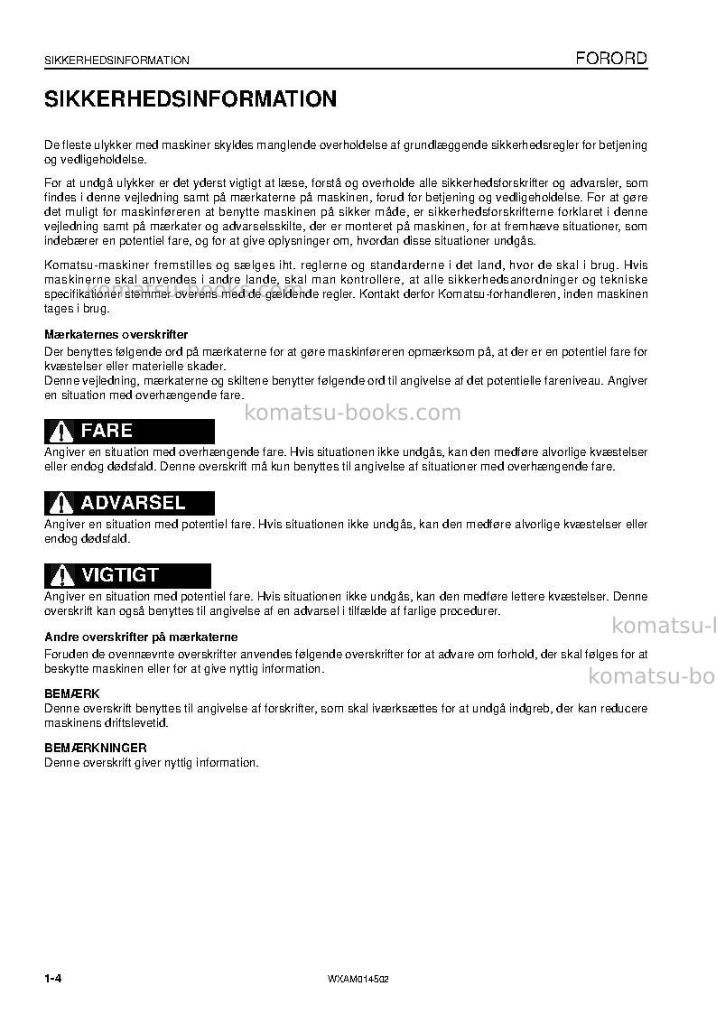 Komatsu pc22mr-3ita Operation manual cover Page 6