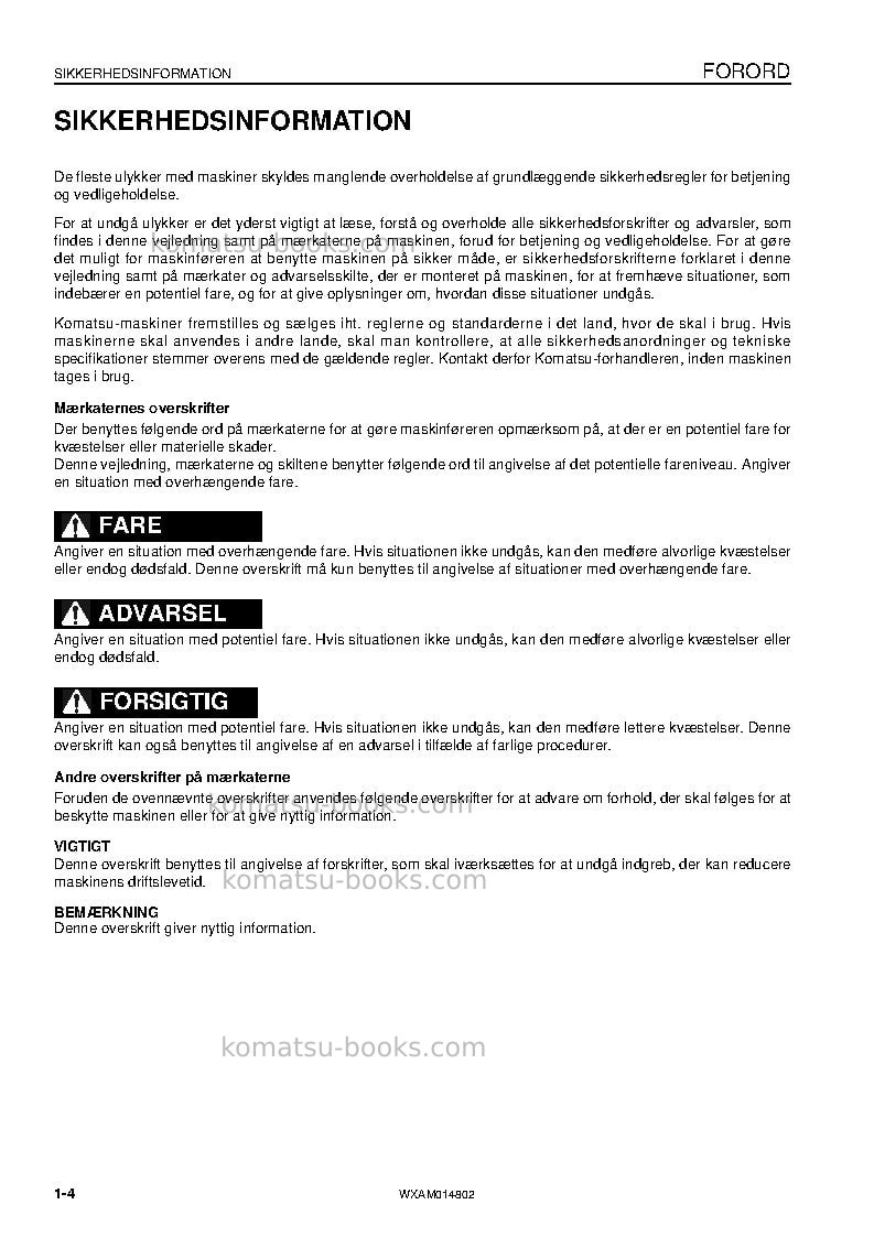 Komatsu pc118mr-8ita Operation manual cover Page 6 Komatsu pc118mr-8ita Operation manual cover Page 6