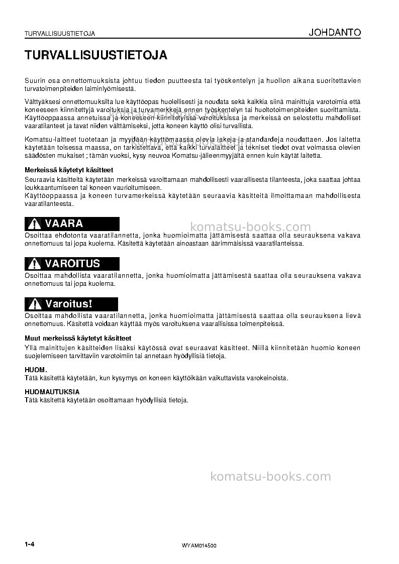Komatsu pc22mr-3ita Operation manual cover Page 6