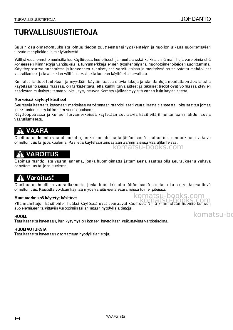 Komatsu pc22mr-3ita Operation manual cover Page 6