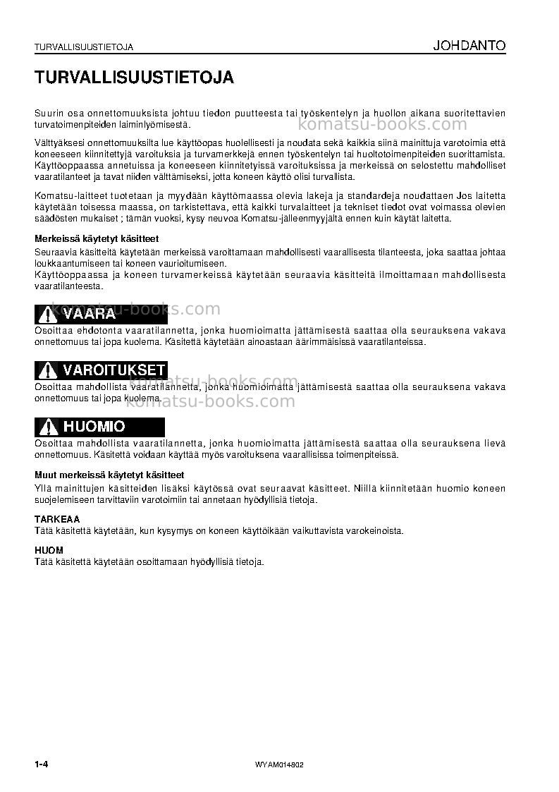 Komatsu pc118mr-8ita Operation manual cover Page 6