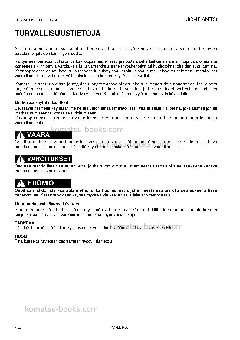 Komatsu pw118mr-8ita Operation manual cover Page 6