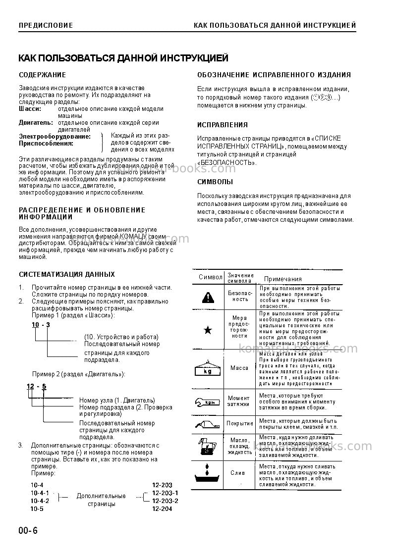 Komatsu wa500-3jpn Ремонт и обслуживание обложка Страница 6