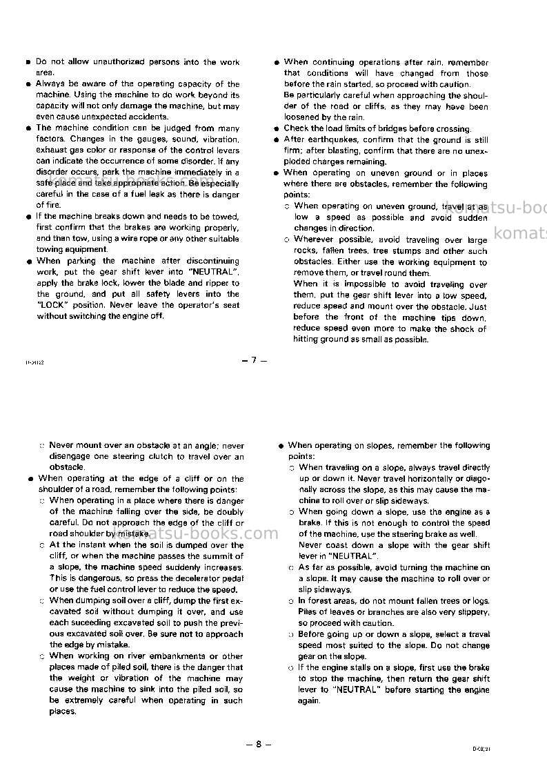 Komatsu d63e-1jpn Operation manual cover Page 6 Komatsu d63e-1jpn Operation manual cover Page 6