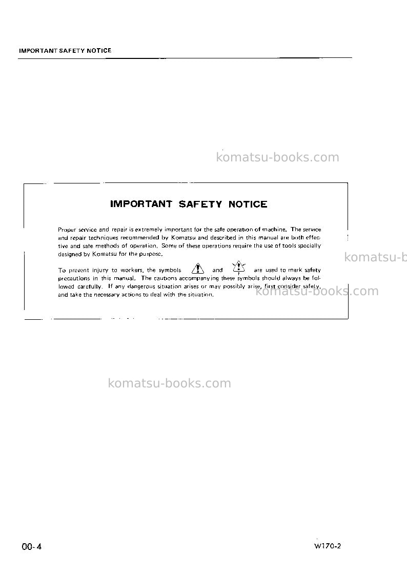 Komatsu w170-2jpn Repair & maintenance cover Page 6